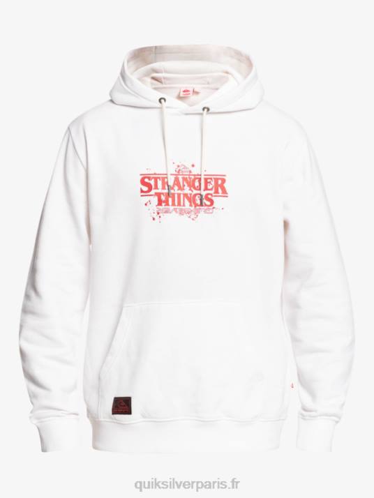 Hommes Quiksilver x Stranger sweat à capuche à logo officiel D6PT1807 blanc