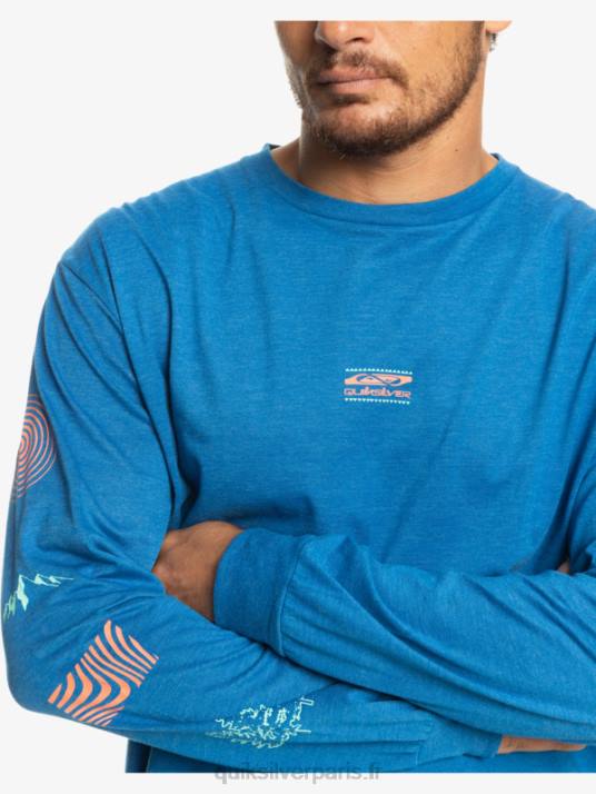 Hommes Quiksilver fragment de nature t-shirt à manches longues D6PT1038 tuba bleu