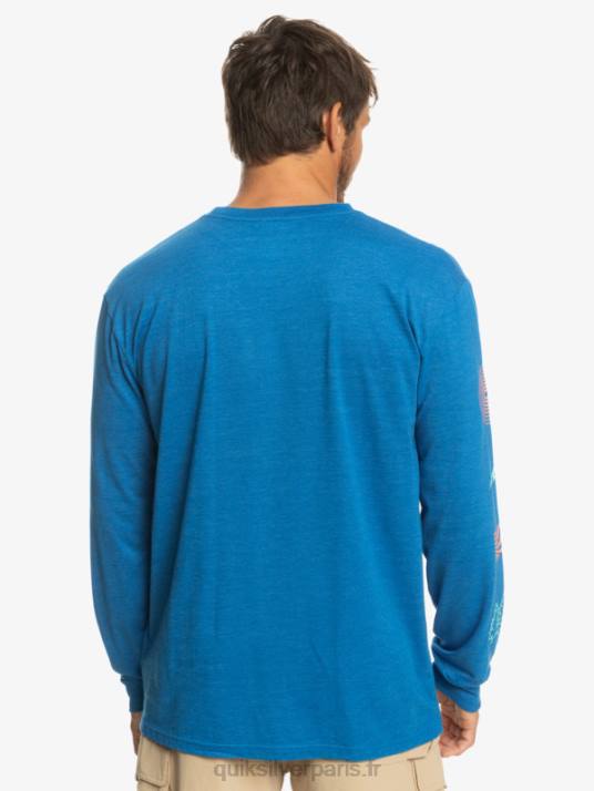 Hommes Quiksilver fragment de nature t-shirt à manches longues D6PT1038 tuba bleu