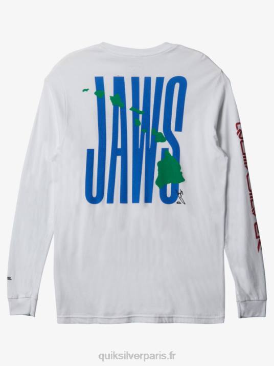 Hommes Quiksilver mâchoires big wave challenge ls t-shirt D6PT1425 blanc