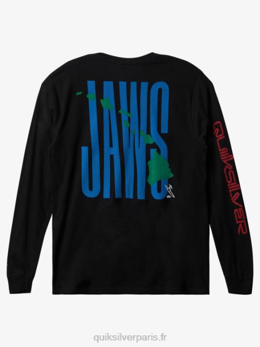 Hommes Quiksilver mâchoires big wave challenge ls t-shirt D6PT1426 noir