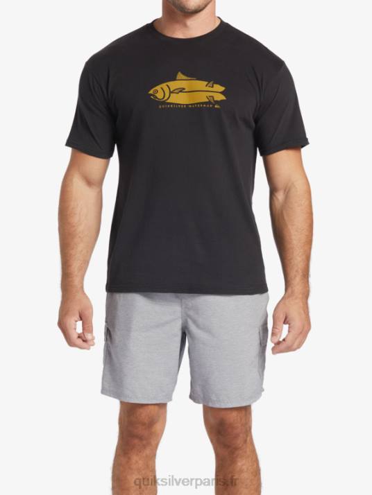 Hommes Quiksilver t-shirt contes de poissons waterman D6PT58 noir