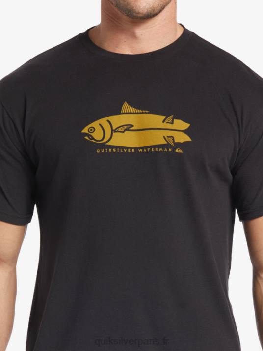 Hommes Quiksilver t-shirt contes de poissons waterman D6PT58 noir