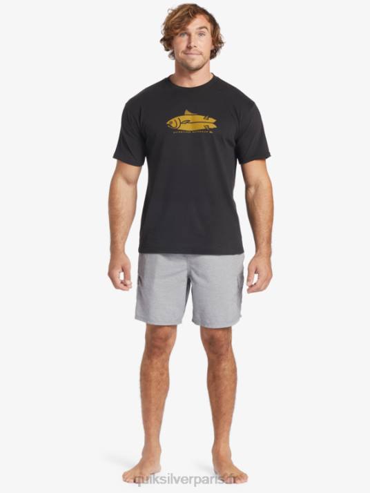 Hommes Quiksilver t-shirt contes de poissons waterman D6PT58 noir