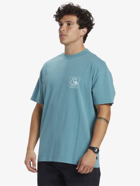 Hommes Quiksilver t-shirt en toile vierge gregg kaplan D6PT1375 bleu de bretagne