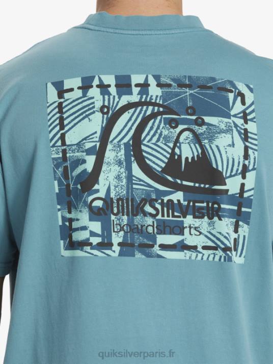 Hommes Quiksilver t-shirt en toile vierge gregg kaplan D6PT1375 bleu de bretagne