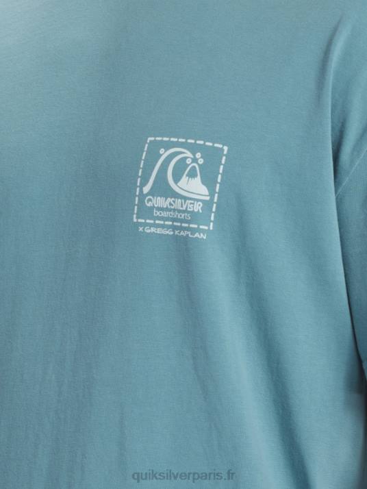 Hommes Quiksilver t-shirt en toile vierge gregg kaplan D6PT1375 bleu de bretagne