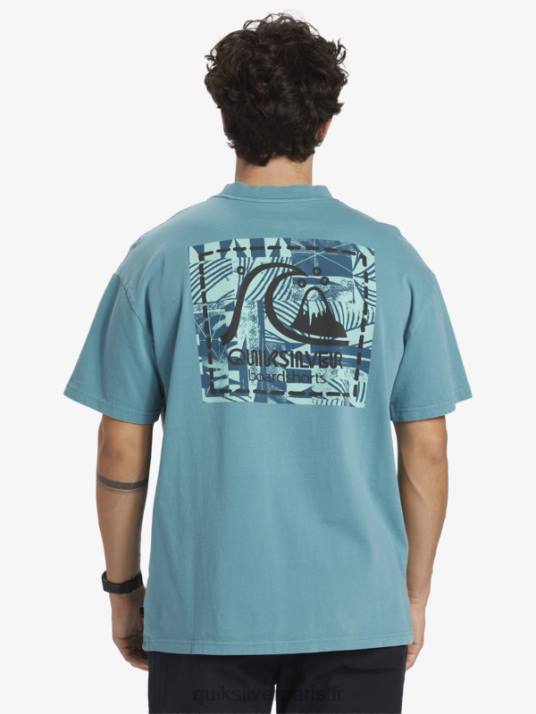 Hommes Quiksilver t-shirt en toile vierge gregg kaplan D6PT1375 bleu de bretagne