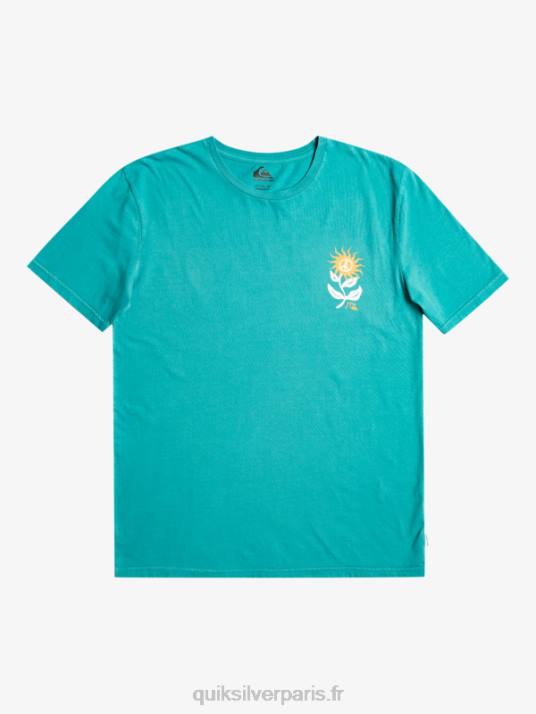 Hommes Quiksilver t-shirt fleur de soleil D6PT1021 bleu de bretagne