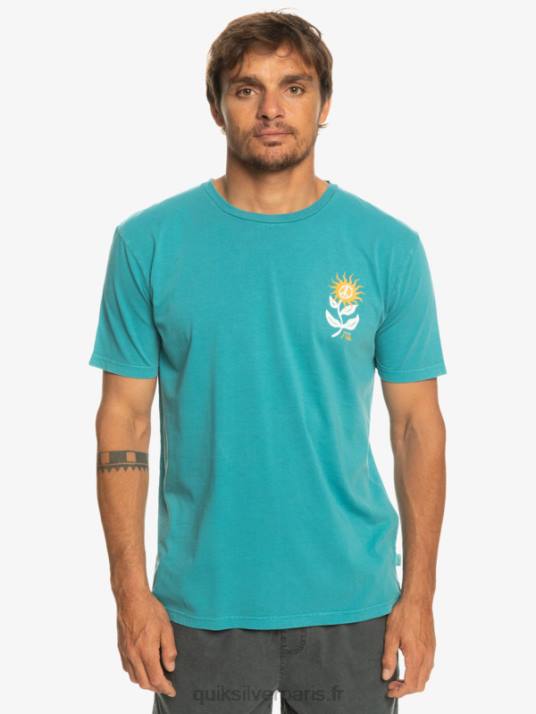 Hommes Quiksilver t-shirt fleur de soleil D6PT1021 bleu de bretagne