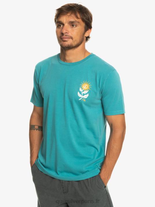 Hommes Quiksilver t-shirt fleur de soleil D6PT1021 bleu de bretagne
