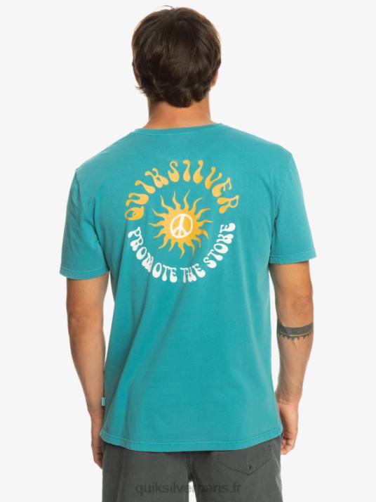 Hommes Quiksilver t-shirt fleur de soleil D6PT1021 bleu de bretagne