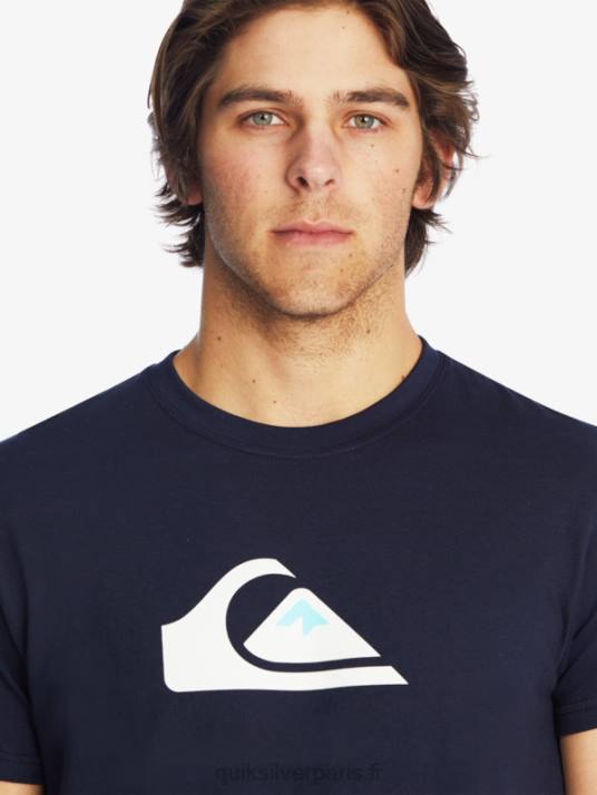 Hommes Quiksilver t-shirt à logo imprimé D6PT1382 blazer bleu marine