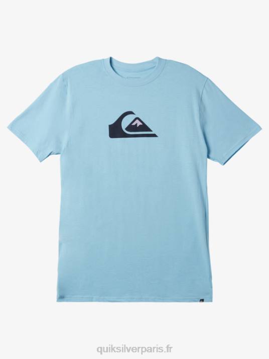 Hommes Quiksilver t-shirt à logo imprimé D6PT197 bleu ciel