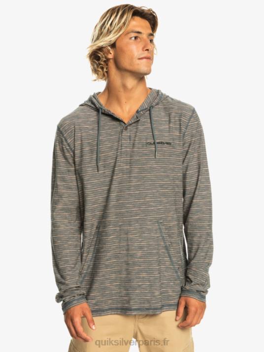 Hommes Quiksilver t-shirt manches longues à capuche kentin D6PT1353 ardoise foncée kentin