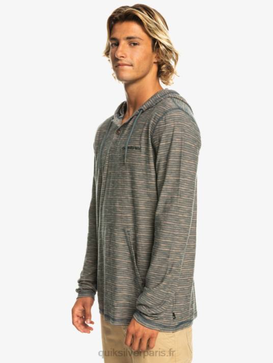 Hommes Quiksilver t-shirt manches longues à capuche kentin D6PT1353 ardoise foncée kentin