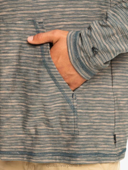 Hommes Quiksilver t-shirt manches longues à capuche kentin D6PT1353 ardoise foncée kentin