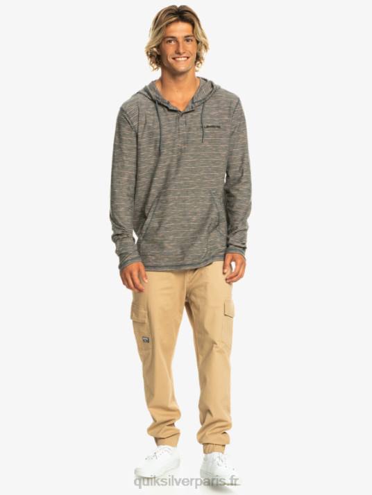 Hommes Quiksilver t-shirt manches longues à capuche kentin D6PT1353 ardoise foncée kentin