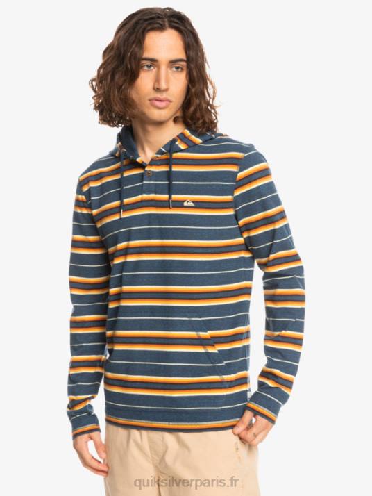 Hommes Quiksilver t-shirt manches longues à capuche last chance D6PT1862 insigne bande de la dernière chance