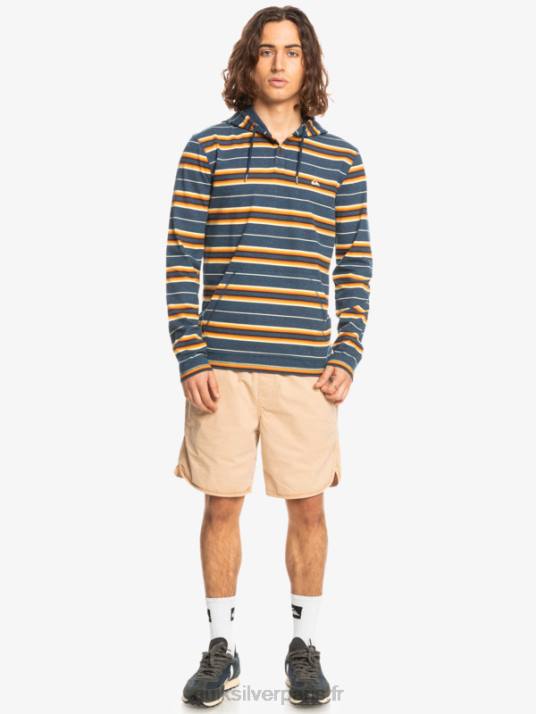 Hommes Quiksilver t-shirt manches longues à capuche last chance D6PT1862 insigne bande de la dernière chance