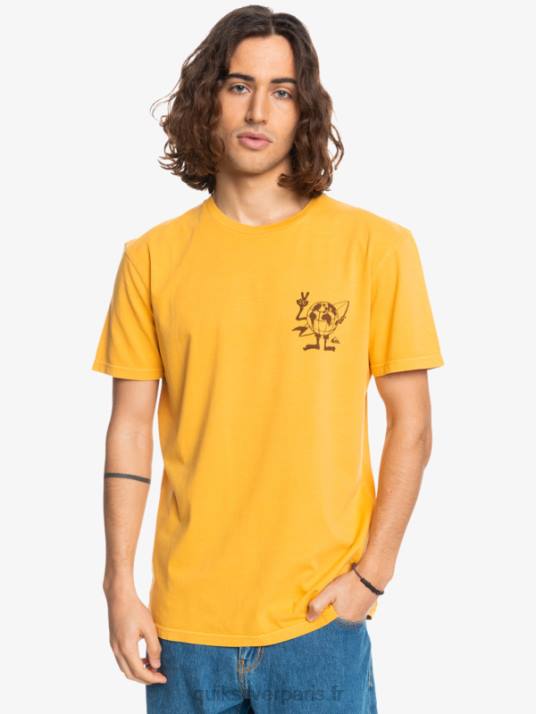 Hommes Quiksilver t-shirt message caché D6PT1761 tige d\'or