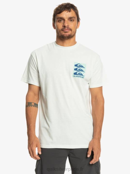 Hommes Quiksilver t-shirt à motifs déformés D6PT1013 Blanc comme neige
