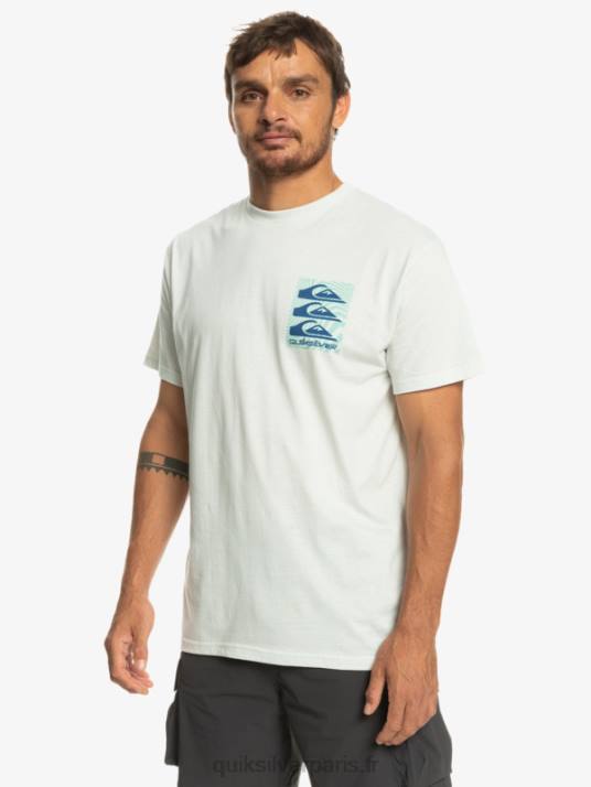 Hommes Quiksilver t-shirt à motifs déformés D6PT1013 Blanc comme neige