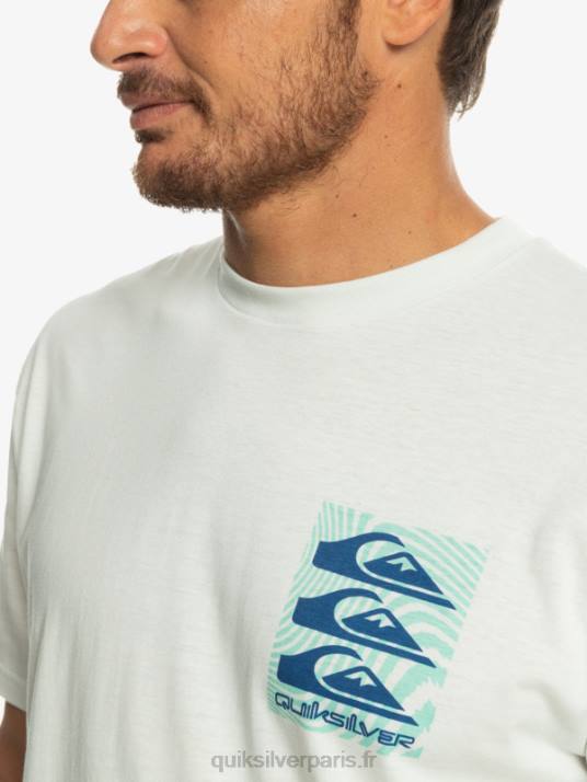 Hommes Quiksilver t-shirt à motifs déformés D6PT1013 Blanc comme neige