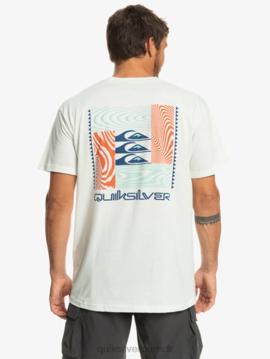 Hommes Quiksilver t-shirt à motifs déformés D6PT1013 Blanc comme neige