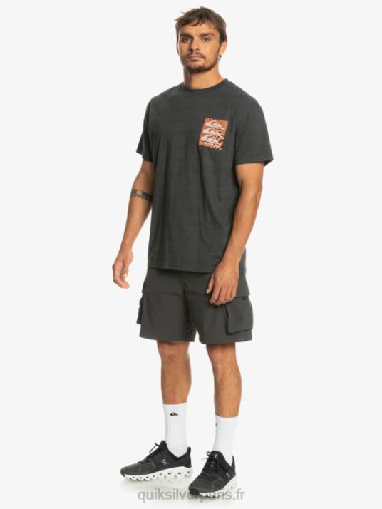Hommes Quiksilver t-shirt à motifs déformés D6PT1014 fantôme