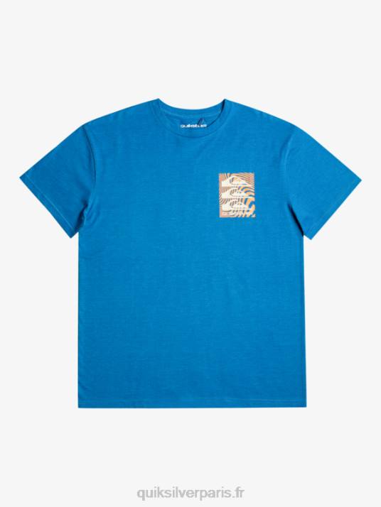 Hommes Quiksilver t-shirt à motifs déformés D6PT1015 tuba bleu