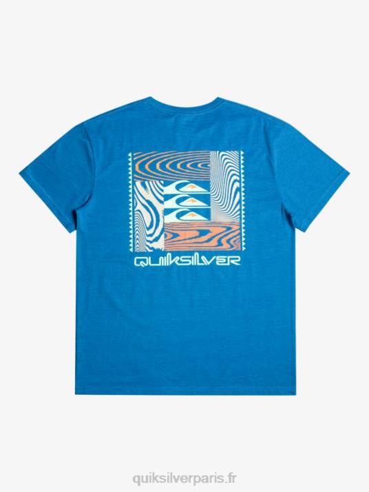 Hommes Quiksilver t-shirt à motifs déformés D6PT1015 tuba bleu