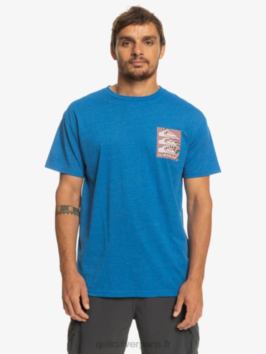 Hommes Quiksilver t-shirt à motifs déformés D6PT1015 tuba bleu