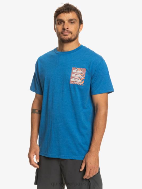 Hommes Quiksilver t-shirt à motifs déformés D6PT1015 tuba bleu