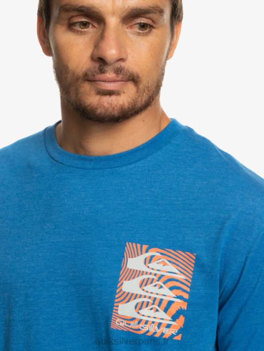 Hommes Quiksilver t-shirt à motifs déformés D6PT1015 tuba bleu