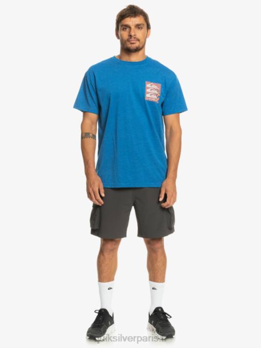 Hommes Quiksilver t-shirt à motifs déformés D6PT1015 tuba bleu