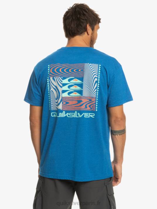 Hommes Quiksilver t-shirt à motifs déformés D6PT1015 tuba bleu