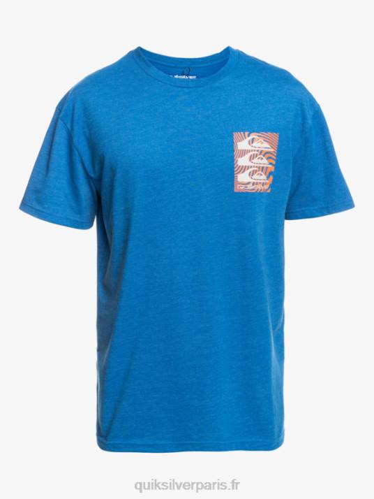 Hommes Quiksilver t-shirt à motifs déformés D6PT1015 tuba bleu