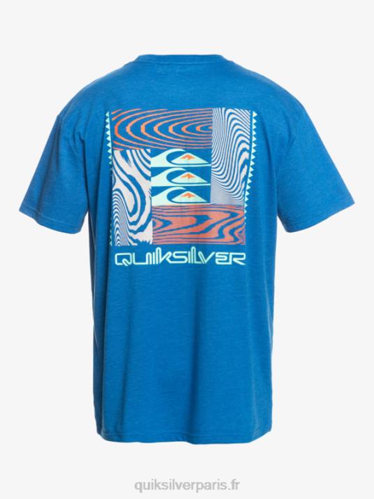 Hommes Quiksilver t-shirt à motifs déformés D6PT1015 tuba bleu