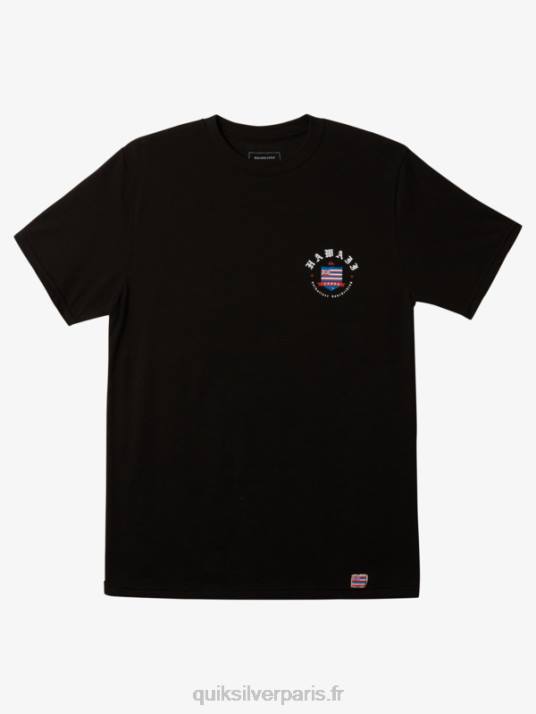 Hommes Quiksilver t-shirt royauté hawaii D6PT998 noir