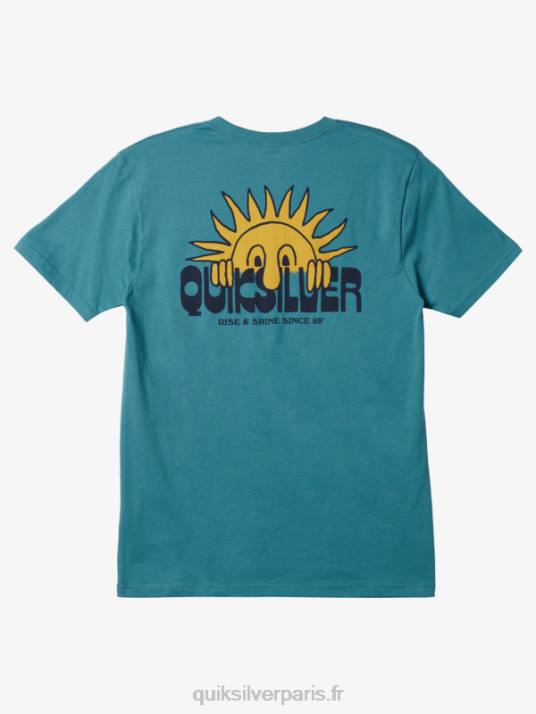 Hommes Quiksilver t-shirt se lever et briller D6PT1117 bleu de bretagne