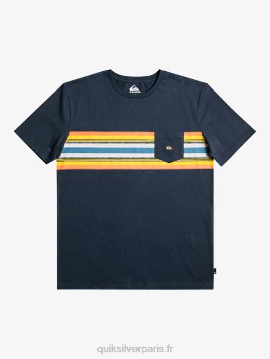 Hommes Quiksilver t-shirt surfadelica à poche rayée D6PT1064 blazer bleu marine