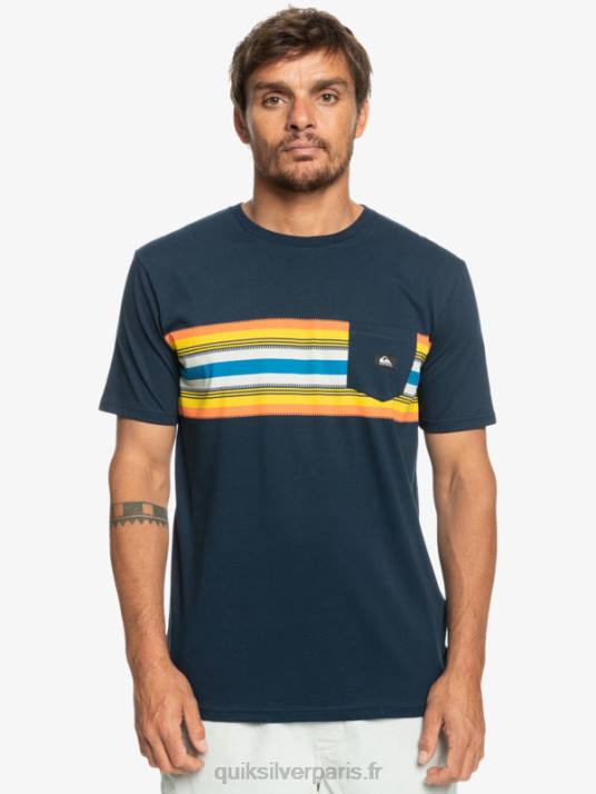 Hommes Quiksilver t-shirt surfadelica à poche rayée D6PT1064 blazer bleu marine