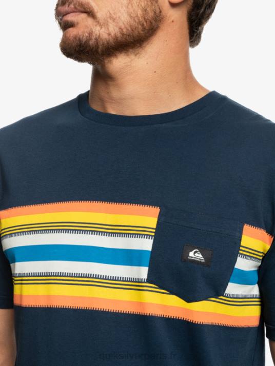 Hommes Quiksilver t-shirt surfadelica à poche rayée D6PT1064 blazer bleu marine