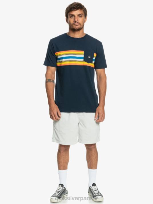 Hommes Quiksilver t-shirt surfadelica à poche rayée D6PT1064 blazer bleu marine