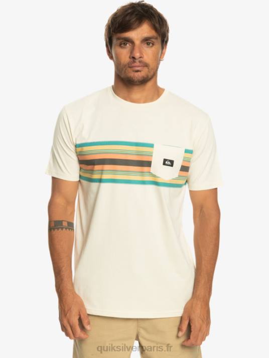 Hommes Quiksilver t-shirt surfadelica à poche rayée D6PT1065 bouleau