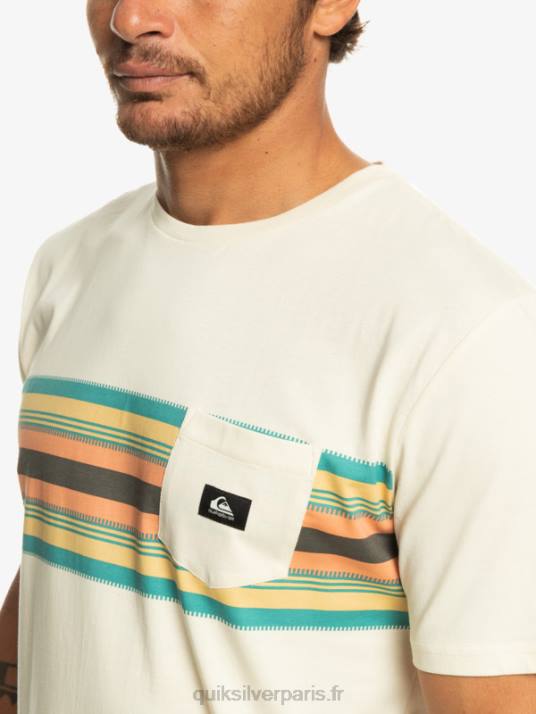 Hommes Quiksilver t-shirt surfadelica à poche rayée D6PT1065 bouleau