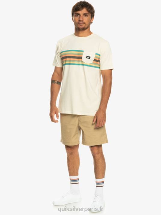 Hommes Quiksilver t-shirt surfadelica à poche rayée D6PT1065 bouleau