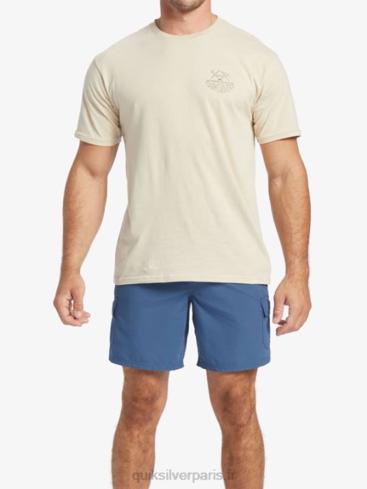 Hommes Quiksilver t-shirt waterman outdoor livin D6PT57 riz brun