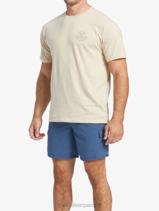 Hommes Quiksilver t-shirt waterman outdoor livin D6PT57 riz brun